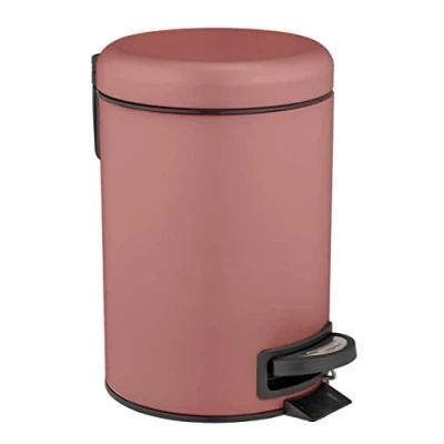 Afbeelding van WENKO Afvalemmer Leman 3 liter mat oudroze Prullenbak Afvalbak Vuilbak Vuilnisbak Pedaalemmer toilet en badkamer