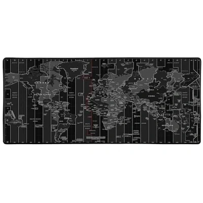 Afbeelding van Silent Monsters Muismat Grootte XX Large (90 x 40 cm), Mouse Pad Design: Wereldkaart zwart, Genaaide Rand, voor Bureau en Gaming, Mousepad Antislip rubberen basis