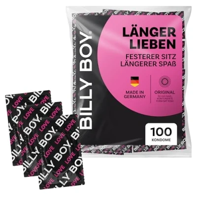 Afbeelding van BILLY BOY Condooms Langer vrijen Set van 100, 52 mm voor een langere en intensere ervaring (1x100 stuks)