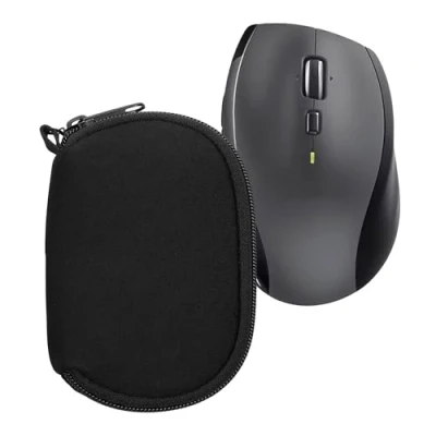 Afbeelding van kwmobile computermuis hoes geschikt voor Logitech M720 TRIATHLON / M705 MARATHON hoesje Muis beschermhoes met rits Mouse case van neopreen in zwart