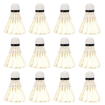 Afbeelding van so Badminton shuttlecocks set, 12 stuks/los draagbare witte veer badmintonbal trainingsaccessoires voor buiten &amp; Tennisbenodigdheden