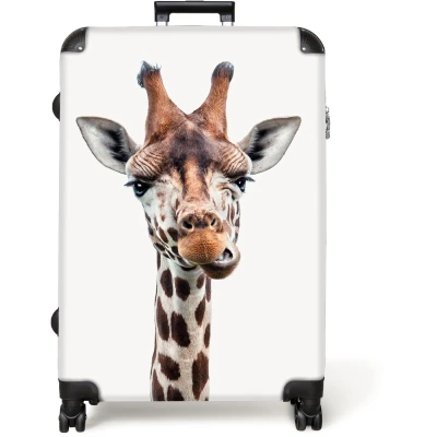 Afbeelding van NoBoringSuitcases.com® Koffer groot Reiskoffer lichtgewicht Giraffe Kinderen Dier Stippen Rolkoffer met 4 wielen Grote trolley XL 98 liter bagage