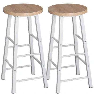 Afbeelding van WOLTU Set van 2 Barkrukken Industriële stijl,Bistrokruk Metalen structuur MDF oppervlak,Licht eiken BH130hei