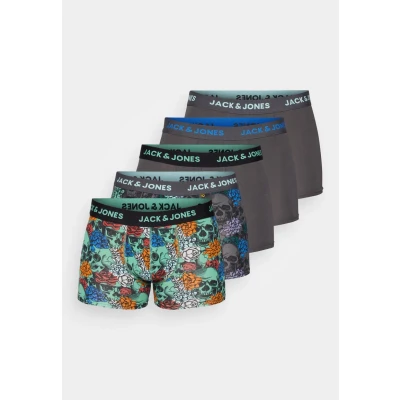 Afbeelding van Jack &amp; Jones Jacmason Skull Trunks 5 PACK Onderbroeken, Heren, Maat: Large, Asphalt/packblack/asphalt/black/asphalt