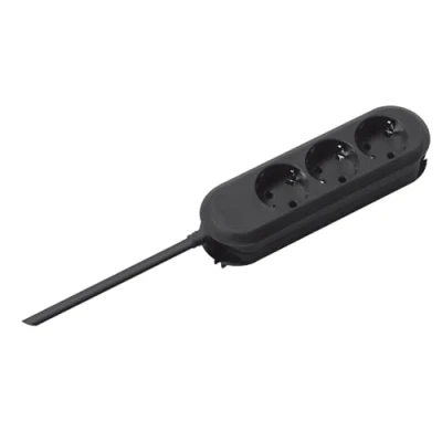 Afbeelding van BACHMANN SMART stekkerdoos 3x geaard contact, geschroefd, zwart, 5 m