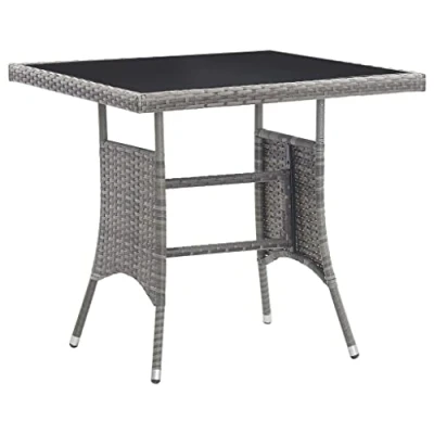 Afbeelding van Tuintafel 80x80x74 cm poly rattan grijs