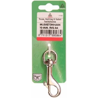 Afbeelding van Deltafix musketonhaak ronde wervel r.v.s. a4 3/8 x 10 mm 1 st.