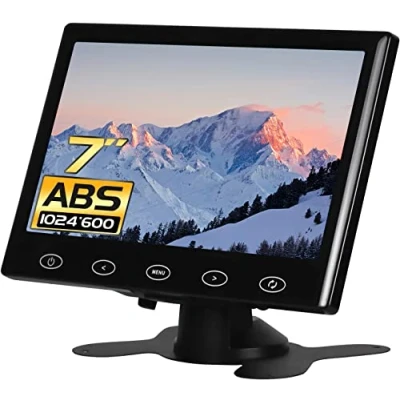 Afbeelding van WHOLEV Mini monitor HDMI 7 inch LCD HD 1024x600 16:9 touch knop met AV/VGA/HDMI/hoofdtelefoon, ingebouwde luidspreker voor kantoor/bedrijf/thuisbeveiliging, Raspberry Pi CCTV camera