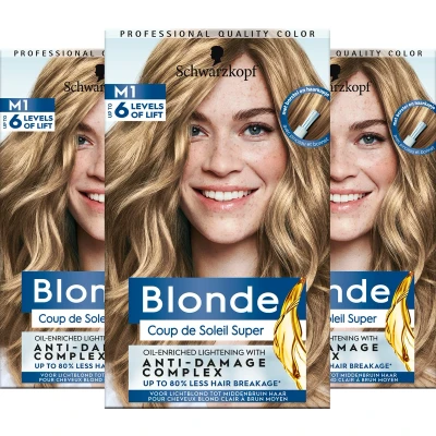 Afbeelding van 3x Schwarzkopf Blonde M1 Coup de Soleil Super Permanente Blondering
