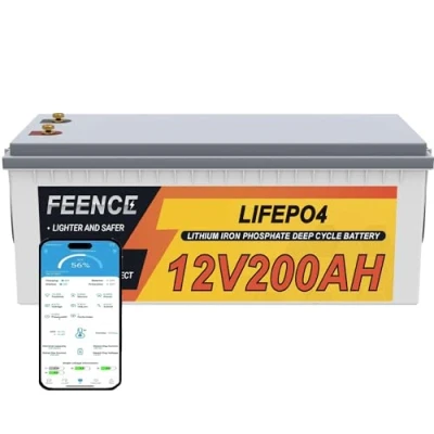 Afbeelding van Feence LiFePO4 Lithium batterij, 12 V, 200 Ah, met A BMS, 15.000 cycli Deep Cycle vervanging AGM gel accu voor camper, caravan, boot, zonnepaneel, autoaccu