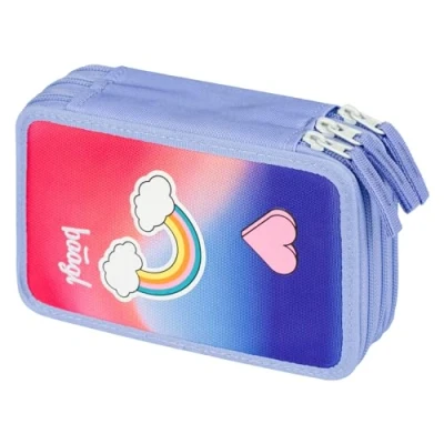 Afbeelding van Baagl Etui met 3 vakken voor jongens en meisjes, schoolspullen pennenetui, school, Hippie,