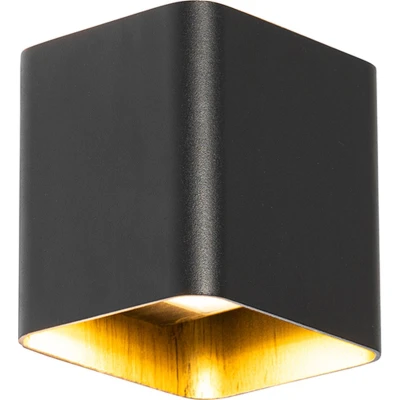 Afbeelding van QAZQA Moderne wandlamp zwart incl. LED IP54 vierkant Evi