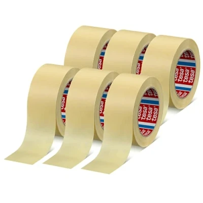 Afbeelding van tesa Krepp 4323 Basic Set van 6 elastische multifunctionele schildersband voor alle gangbare schilderwerkzaamheden, lichtbeige, rollen elk 50 m x mm