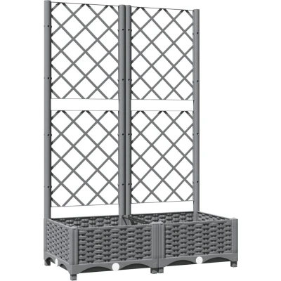 Afbeelding van vidaXL Plantenbak met latwerk 80x40x121,5 cm polypropeen lichtgrijs