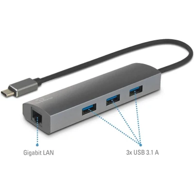 Afbeelding van Renkforce Netwerkadapter/Hub 1 GBit/s USB C 5Gbps, LAN (10/100/1000 MBit/s), 3.2 Gen (USB 3.0)