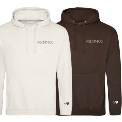 Afbeelding van Hoodie set Koppel Goals Lichtgrijs You make me happy Maat XXL