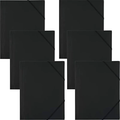 Afbeelding van D.RECT 9082 6 stuks verzamelmap, postmap van PP met elastiek, elastische map plastic, zwart