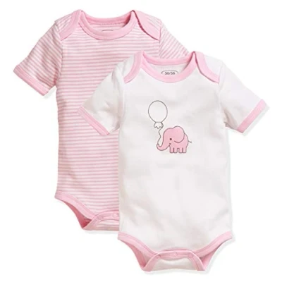 Afbeelding van Schnizler Romper Olifant Korte Mouw Roze/wit 2 Stuks Mt 86/92