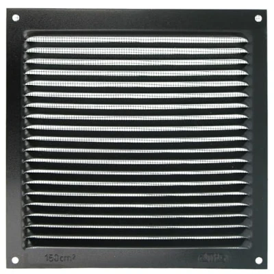 Afbeelding van Amig Vierkant aluminium rooster met muggennet ventilatierooster voor de luchtuitlaat Ideaal plafonds in keuken en badkamer afmetingen 170 x mm kleur zwart