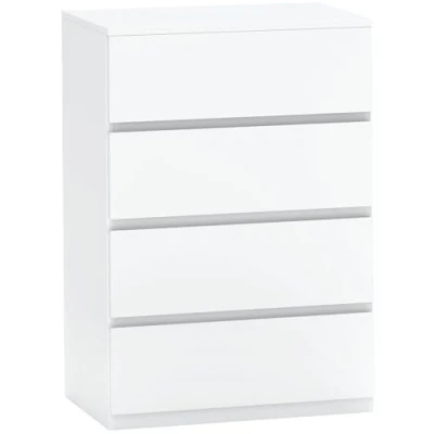 Afbeelding van HOMCOM ladekast kantoorkast met 4 lades, afneembaar, greeploos, kogelgelagerde geleiders kantelvaste treklipjes, wit, E1 spaanplaat, 55x33x80 cm