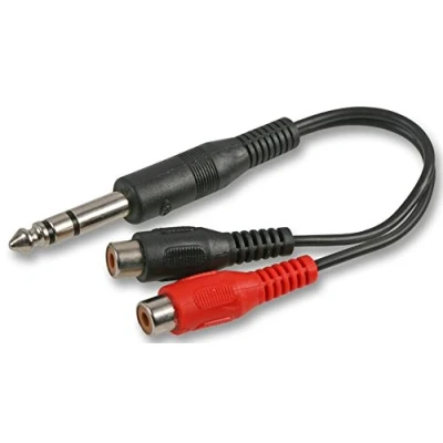Afbeelding van Pro Signal PSG00215 Twin Phono (RCA) Sockets naar 6,35 mm (1/4&quot;) Stereo Jack Plug Adapter Lood