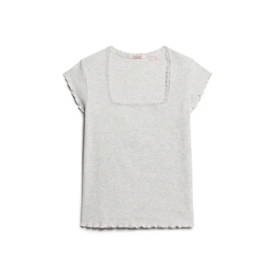 Afbeelding van Superdry Essential Square NECK Tshirt print, Dames, Maat: 38, Glacier grey marl