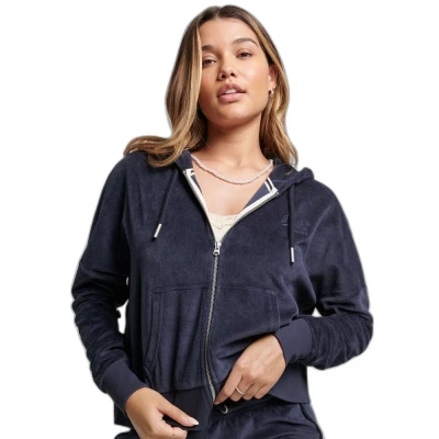 Afbeelding van Superdry Vintage LOGO Hoodie Sweater met rits, Dames, Maat: 40, Eclipse navy