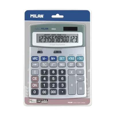 Afbeelding van Rekenmachine Milan Wit Zilverkleurig Metaal 18,5 x 14 2 cm