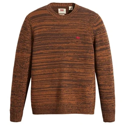 Afbeelding van Levi&#039;s heren Fijngebreide trui in wolblend met logoborduring de kleur Bruin, maat: XS