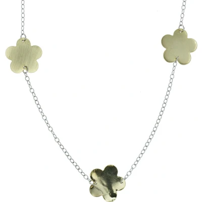 Afbeelding van Behave Lange ketting bloemen goud kleur zilver