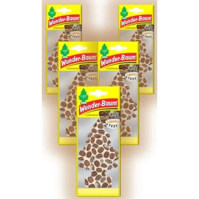Afbeelding van Wunder Baum Autogeur luchtverfrisser geurboom geuren 5 stuks + stift light tribe (koffie)