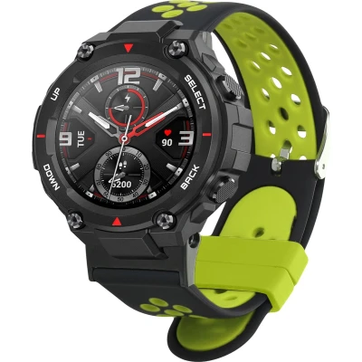 Afbeelding van kwmobile horlogebandje geschikt voor Huami Amazfit T Rex / Pro polsband Smartwatch bandje van TPU Activity tracker horloge band in zwart groen