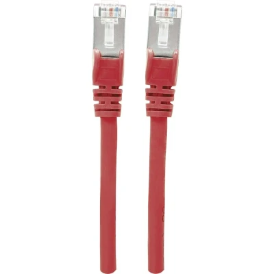 Afbeelding van Intellinet Netwerk Patchkabel, CCA, U/UTP, PVC, Vergulde Contacten, Snagless Cat7 kabel/Cat6A stekkers, koper, S/FTP, LSOH 0.25 m Rood