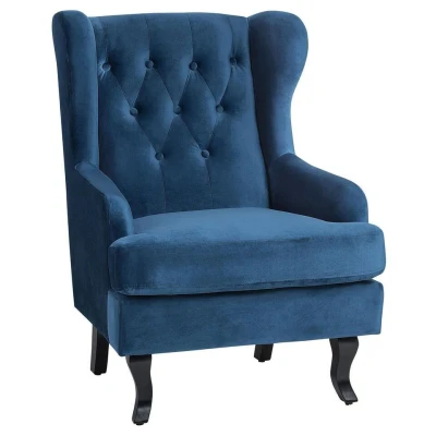 Afbeelding van Beliani ALTA Chesterfield fauteuil Blauw Fluweel