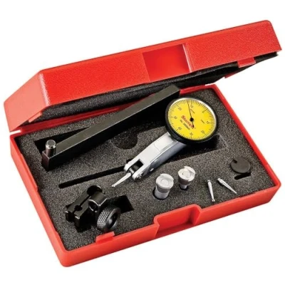 Afbeelding van Starrett 3808MAC voelhendelmeter met tastster, geel meetblad, 32 mm DRM, 0,2 bereik, 0,002 graden plus 4 delige accessoires en 2 extra klemmen