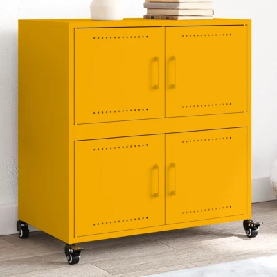 Afbeelding van Dressoir 68,5x39x72 cm koudgewalst staal mosterdgeel