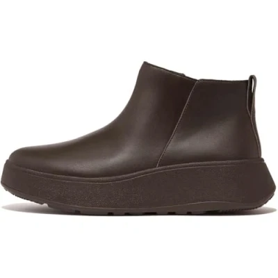 Afbeelding van FitFlop Women F Mode Leather Flatform Zip Ankle Boots Chocolate Brown Schoenmaat 38