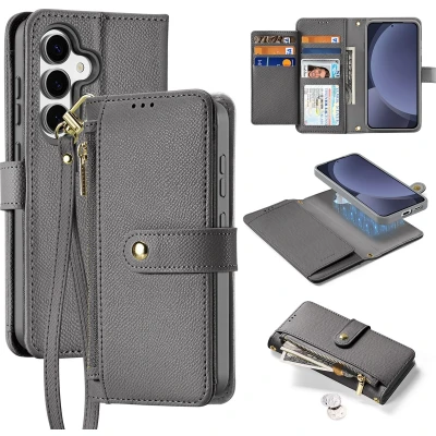 Afbeelding van Dux Ducis Telefoon Hoesje geschikt voor Samsung Galaxy S25 Plus Magsafe Magneet 2 in 1 Wallet Book Case Lawa Series Grijs
