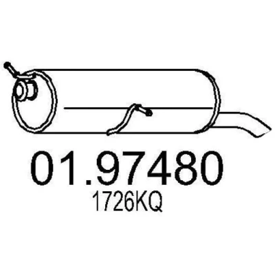 Afbeelding van MTS 01.97480 Einddemper 800mm PEUGEOT: 307 Hatchback (3A/C) 1.4 HDi 2001 2005