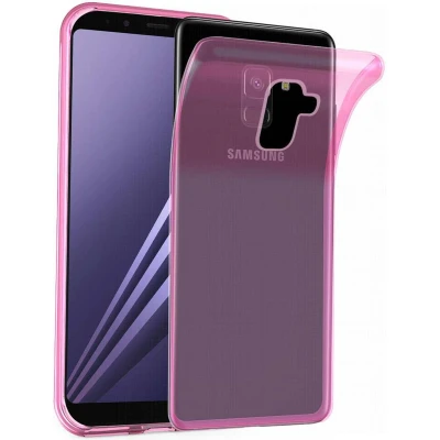 Afbeelding van Cadorabo Hoesje geschikt voor Samsung Galaxy A8 2018 in TRANSPARANT ROZE Beschermhoes Cover gemaakt van TPU Silicone