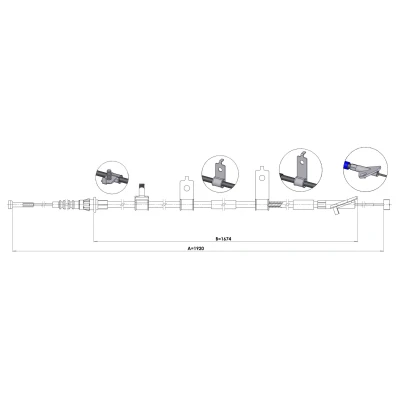 Afbeelding van METZGER 1.MA005 Handremkabel Rechts achter 1920/1674mm Schijfremmen MAZDA: CX 5 I (KE, GH) 2.2 D AWD, 2.5 2.5, 4WD, 2.0, 2.0 AWD
