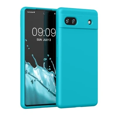 Afbeelding van kwmobile telefoonhoesje geschikt voor Google Pixel 6a Hoesje met siliconen coating Smartphone case in ijsblauw