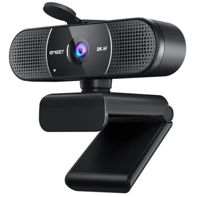Afbeelding van EMEET C960 2K webcam met microfoon, QHD, 2 ruisonderdrukkende microfoons, TOF Autofocus Streaming Privacy Cover, Plug&amp;Play USB voor gesprekken, conferenties, zoom/skype/YouTube,