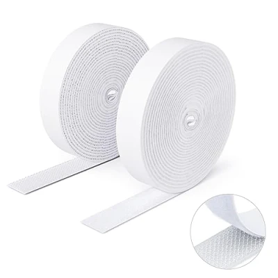 Afbeelding van SUTOUG Zelfklevend klittenband, 16 mm x 3 m, duurzame haakband en lusband, extra sterke dubbelzijdige klittenbandsluiting, wandplakstrip voor binnen buiten, wit