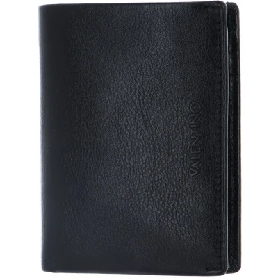 Afbeelding van VALENTINO Leren Kaarthoes David Wallet Nero Zwart