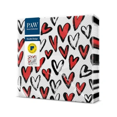 Afbeelding van PAW Papieren Servetten 3 laags (33 x 33 cm) I 20 Stuks Perfect voor Verjaardagen, Feesten, Bruiloften, Communie, Vieringen Tafeldecoratie Dubbelzijdig Bedrukt Verliefd Worden