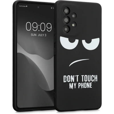 Afbeelding van kwmobile telefoonhoesje geschikt voor Samsung Galaxy A53 5G Hoesje smartphone in wit / zwart Backcover van TPU Don&#039;t Touch My Phone design