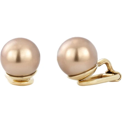 Afbeelding van Traveller Clip Oorbellen oorclips Dames Pareloorclips Goudkleurig Parels 10 mm Brons Verguld 706010