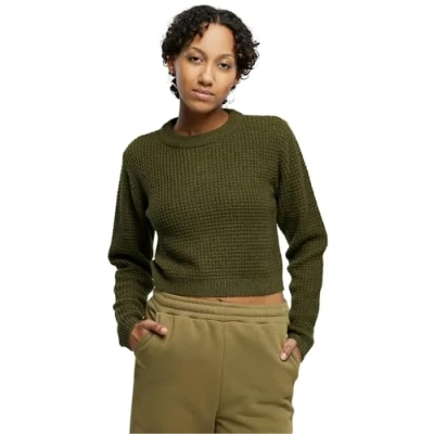 Afbeelding van Urban Classics Short Waffle Trui, Dames, Maat: 3XL, Summerolive