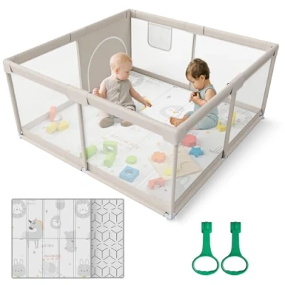 Afbeelding van ZEEBABA box met mat, 119 x cm, voor baby&#039;s en peuters, kleine baby&#039;s, grote speelplaats